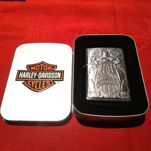 VTG RARE 1995 ZIPPO BARRETT SMYTHE HARLEY DAVIDSON HD PEWTER "GHOST RIDER" TIRE" - Picture 1 of 6