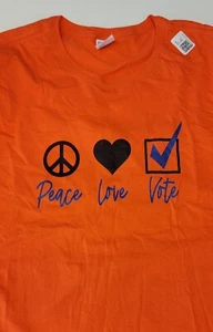 Peace Love Vote T Shirt XXL orange Women's Tee Shirt Voting Election  - Picture 1 of 4