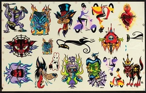 Póster Pop SHAG Forbes Von Franco Almera 2002 calcomanía sin cortar hoja raro gato Tiki - Imagen 1 de 1