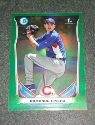 2014 Bowman Chrome ARMANDO RIVERO #181 Mini Green Refractor 1st RC/15 CUBS Cuba - Image 1 of 2