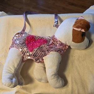 Poochie & Co Pink Dog Purse Sequined Pink Strap Stuffed Animal Accessory - Picture 1 of 6