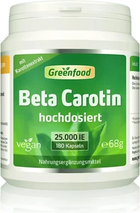Greenfood - Beta Carotin Kapseln - 25000 Ie - Extra Hochdosiert - 180 Kapseln - Bild 1 von 7