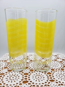 Set of 2 Bacardi Limon Rum 7" Tall High Ball Clear Yellow Glasses - Picture 1 of 12