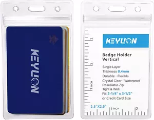 6 Pack ID Card Badge Holder Vertical, Heavy Duty Clear Vinyl Plastic PVC Sleeve  - Picture 1 of 12