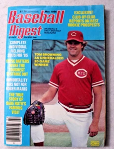 BASEBALL DIGEST March 1986 Tom Browning Fielding Stats Rookie Reports Babe Ruth - Picture 1 of 5