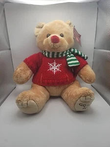 Gund Godiva 2011 Plush Teddy Bear 9" Snowflake Sweater Scarf Winter NWT - Picture 1 of 9