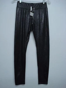 NWT Women's Hue Metallic Twill Leggings Size Small Black/Pewter #633H - Picture 1 of 3