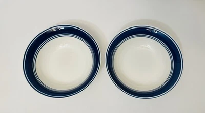 "2 tazones de sopa de cereal Mainstays informales con bandas azul cobalto 6 3/4"" 1 chip menos de 1" Foto 1 de 4