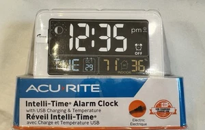 AcuRite 13040CA Intelli-Time Alarm Clock with USB Charging & Temperature - Picture 1 of 5