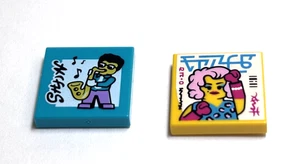 Lego-Minifigur Utensil-Menge 2-Fliese 2 x 2, Musik Album, gelb, blau - Bild 1 von 1