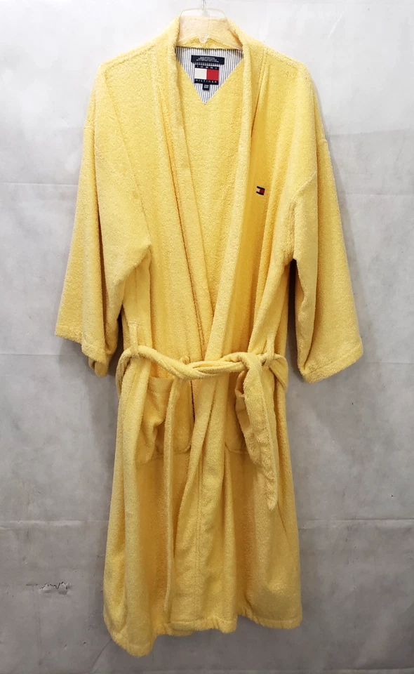 Bata Tommy Hilfiger - Bata de baño de felpa talla única amarilla para hombre - Cresta Spa Lounge Foto 1 de 4