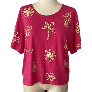 Camiseta Top Vintage M. Mac 100% Algodón Mujer’s XL Palmeras Piñas - Imagen 1 de 6