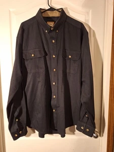 Fourcast Workwear Heavy Brushpoppin Long Sleeved Button Up Black SHIRT Size 2XL - Picture 1 of 5