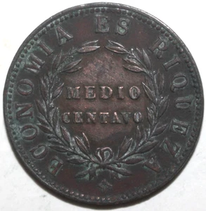 Chilean 1/2 Centavo Coin 1853 KM# 126 Chile Star Half - Picture 1 of 2