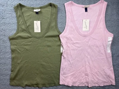 2x Universal Thread Mujer XXL Calce Ajustado Camiseta sin Mangas Cuello Redondo Rosa/Verde Foto 1 de 4