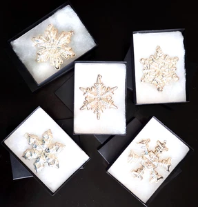 5er Set Gorham Sterlingsilber Schneeflocke Weihnachtsschmuck - Bild 1 von 3