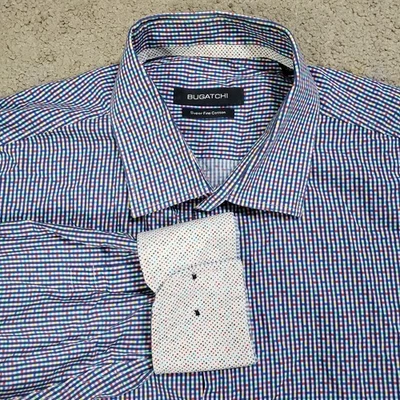 Bugatchi Button Shirt Mens 16.5 42 (Large) Colorful Geometric Flip Cuff - Image 1 of 4
