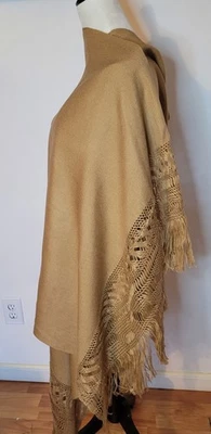 Marrón Claro Tradicional Mexicano Rebozo | Mantón Telar Manual con Flecos/Envoltura/Bufanda Foto 1 de 4