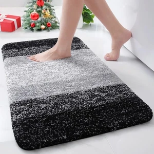 Alfombras de baño de microfibra, alfombra de baño peluda suave y absorbente, antideslizante, gruesa... - Imagen 1 de 9