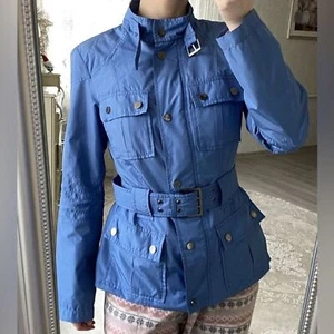 Zara Blue Trench Coat Women's Medium Lightweight Short Spring Rain Jacket Summer - Picture 1 of 8
