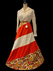Vintage 70s Designer Chessa Davis Quilted Patchwork Skirt, Top, Sash Boho Size S - Picture 1 of 13