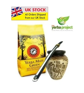 Yerba Mate Cup Mate Set Straw Bombilla Tea Starter Kit Mate Green Energy 400g - Picture 1 of 7