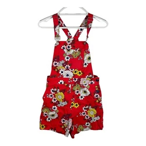 ModCloth Dazed Summer Days Cotton Shortalls Floral Bib Overalls Sz 4 Romper - Picture 1 of 6