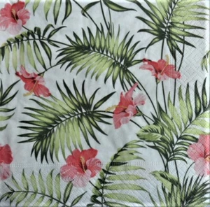 4 x Single Paper Napkins Decoupage Crafting Table Fern Green Flowers 17 - Picture 1 of 2