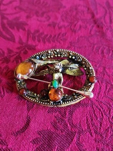 Large Vintage TU Khan Firenze Italy Designer Jeweler Ornate Cupid Angel Brooch - Picture 1 of 11