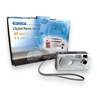 Vintage Konica KD-100 1.3MP Compact Digital Camera Silver Tested Boxed & Manual - Image 1 of 4