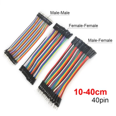 40 Pin Dupont Cavi M-F, M-M, F-F Jumper Breadboard Filo GPIO Nastro Pi Arduino - Immagine 1 di 4