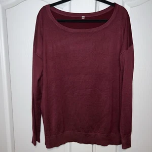 Women's Soft Knit Top Burgundy Maroon Wide Neck XXL Long Sleeves Classic New - Picture 1 of 8