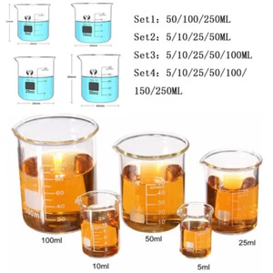 1Satz Laborglas Meßbecher Borosilikatglas Bechergläser Becherglas - Bild 1 von 14