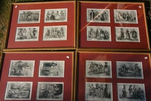 Konvolut 4 Gemälde mit alten Gravuren unter Glas Trachten ** - Bild 1 von 12