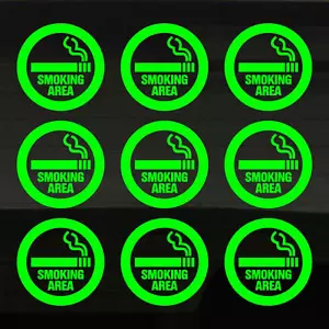 Smoking Allowed Smoke Area Set of 9 Decal 4x4"Stickers Smokers Zone Tobacco Spot - Foto 1 di 1