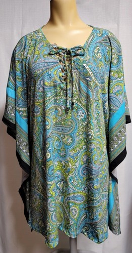 Camicetta MICHAEL Michael Kors elasticizzata tunica pavone stampa paisley scollo stringato 2X