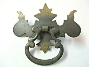 Japanned Dark Brass Chippendale Drop Bail Pull Handle Single Screw Mount Antique - Picture 1 of 5