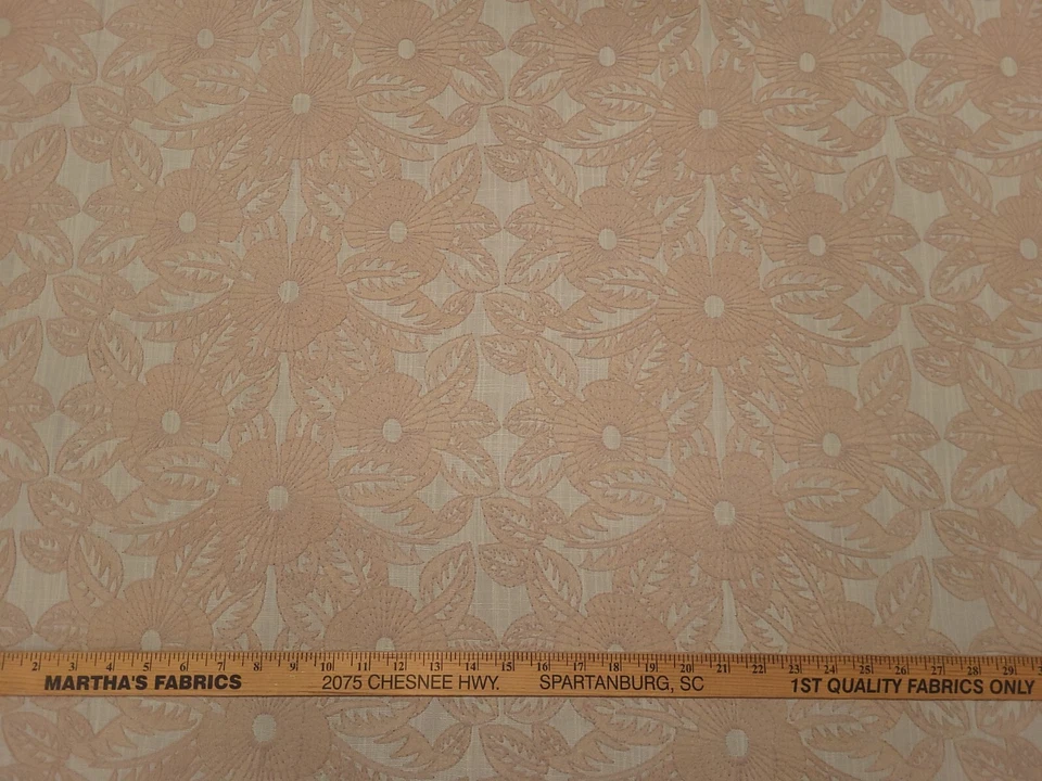 Valiant CYNTHIA DUNE Peach Orange Embroidered Floral Designer Drapery Fabric - Image 1 of 4
