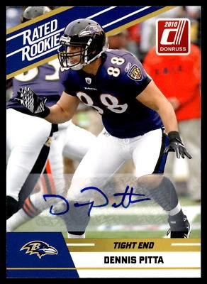 2010 Donruss Rated Rookies Dennis Pitta #28    Baltimore Ravens - Image 1 of 2