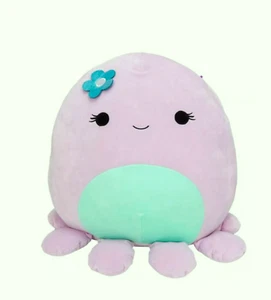 SQUISHMALLOW VIOLET OCTOPUS W/GREEN FLOWER PLUSH TOY  7" 2024 KELLYTOY NEW - Picture 1 of 7