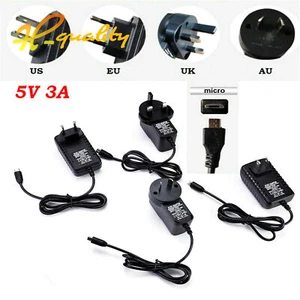 AC Converter Adapter DC 5V 3A Micro USB Supply Charger for Raspberry Pi /Switch - Picture 1 of 11