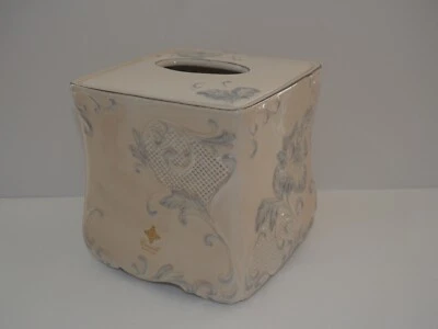 Croscill слоновой кости синий цветочный фарфора ванной ткани коробка держатель РЕДКАЯ - Изображение 1 из 4