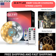 New 32 ft LED Waterproof Fairy Strip Light with Remote Control 2 Colors US Color