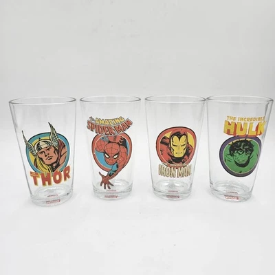 Juego de vasos de pinta retro Marvel 2011 | Thor Iron Man Hulk Spider-Man | Vandor 16 oz Foto 1 de 4