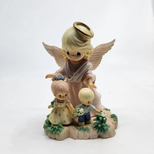 2005 Precious Moments Figurine Guardian Angel Kids Picking Flowers Enesco No Box - Picture 1 of 11