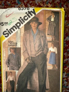 Coat Jacket Blouse Skirt Trouser Pants Suit 14 Simplicity 6576 Sewing Pattern UC - Picture 1 of 3