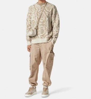 Versace Barocco Wool Knit Sweater Beige 40 US (50 Euro)  IT 1013400 NWT $1225 - Image 1 of 4