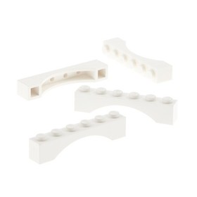 4x Lego Arch Brick 1x6x1 White Round Arch Bridge Castle Gate 3455