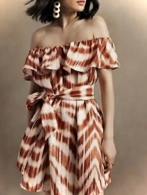 NOVO Vestido Feminino Banana Republic Meridian Linho Fora do Ombro Tamanho M Alto Novo com etiquetas - Imagem 1 de 4