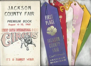 1968 JACKSON Michigan COUNTY FAIR Premium BOOK + 6 colorful prize winner ribbons - Picture 1 of 1